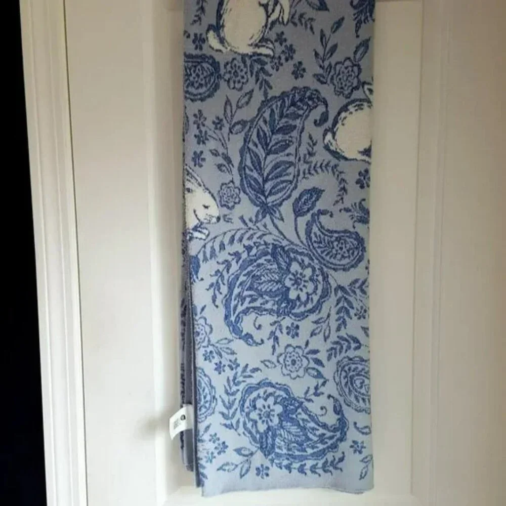 NEW! SHABBY CHIC Bunny & PAISLEY TOILE BLANKET